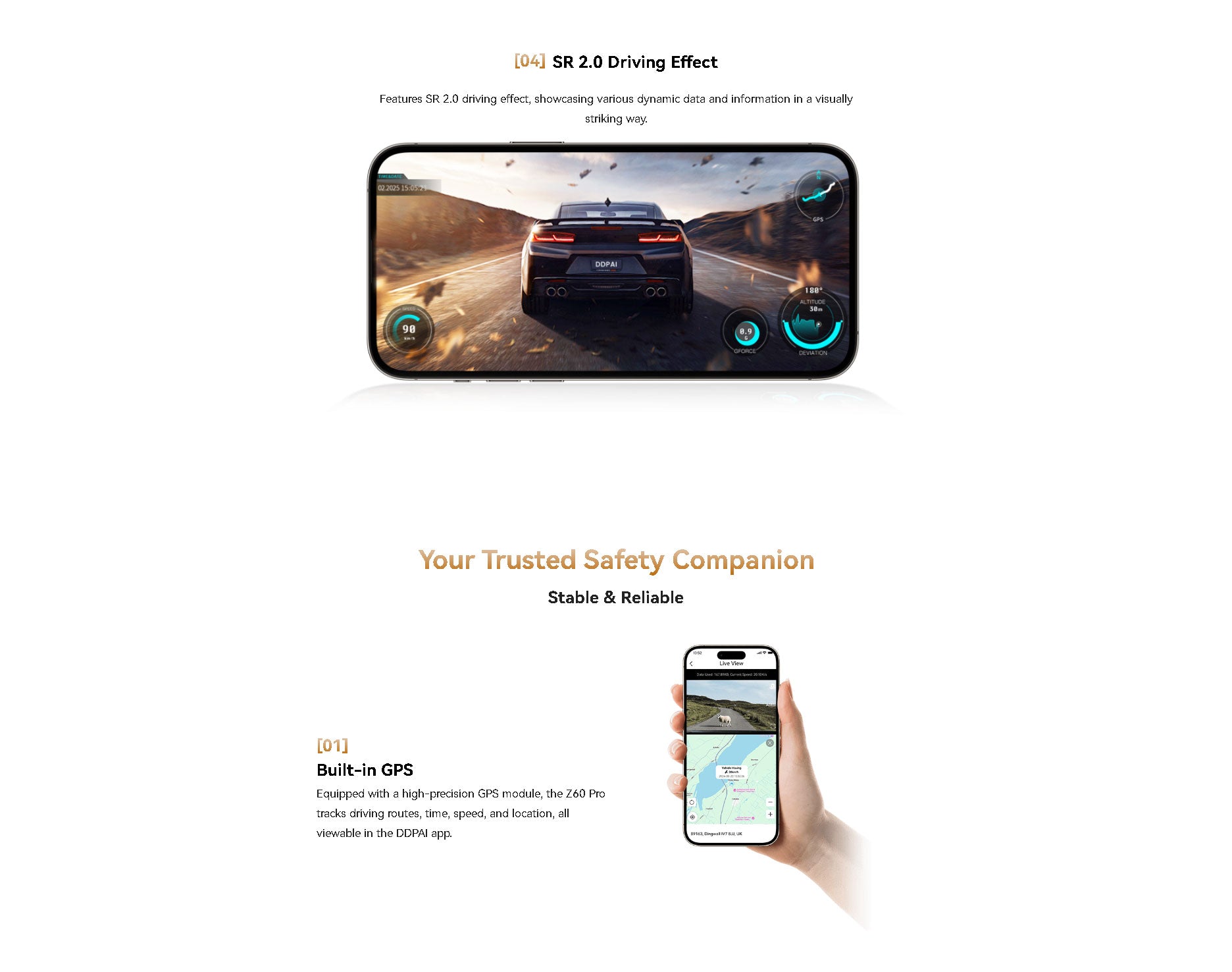 DDPAI Z60 Pro 4K Dash Cam – Front & Rear HDR Recording with GPS