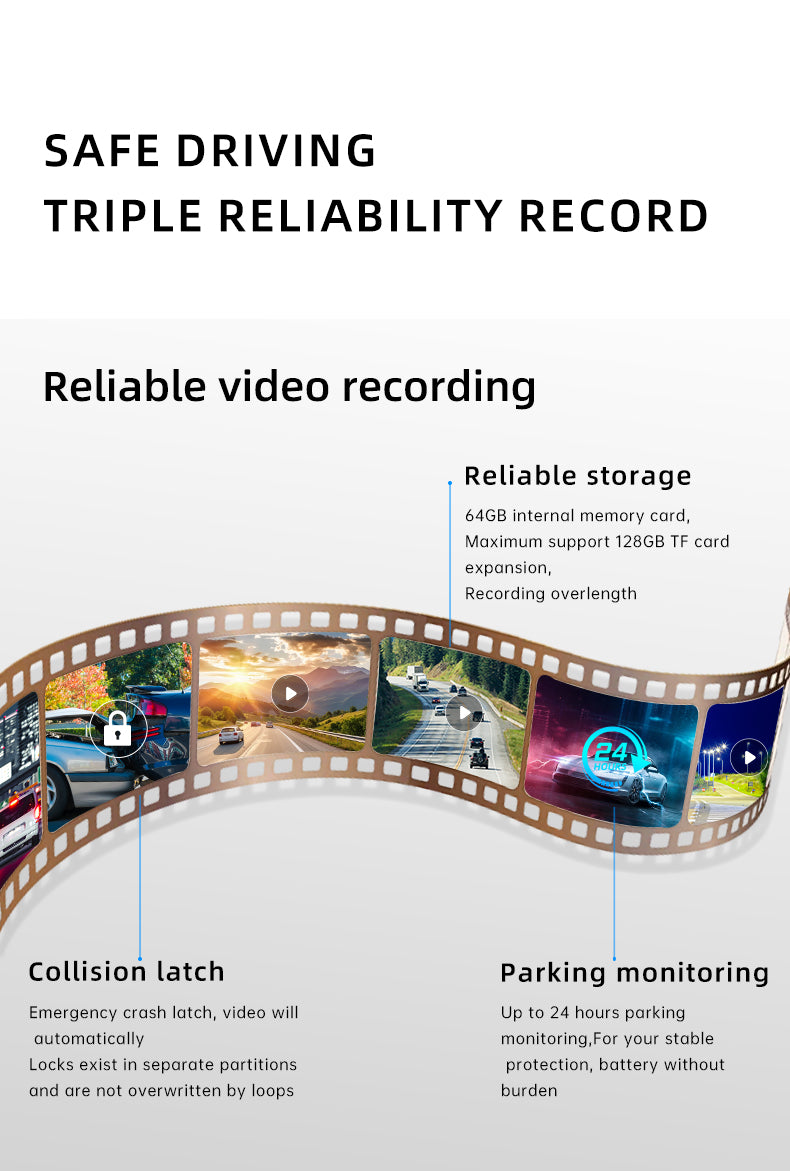 F70pro 4K UHD Front & 1080P Rear Dash Camera with GPS