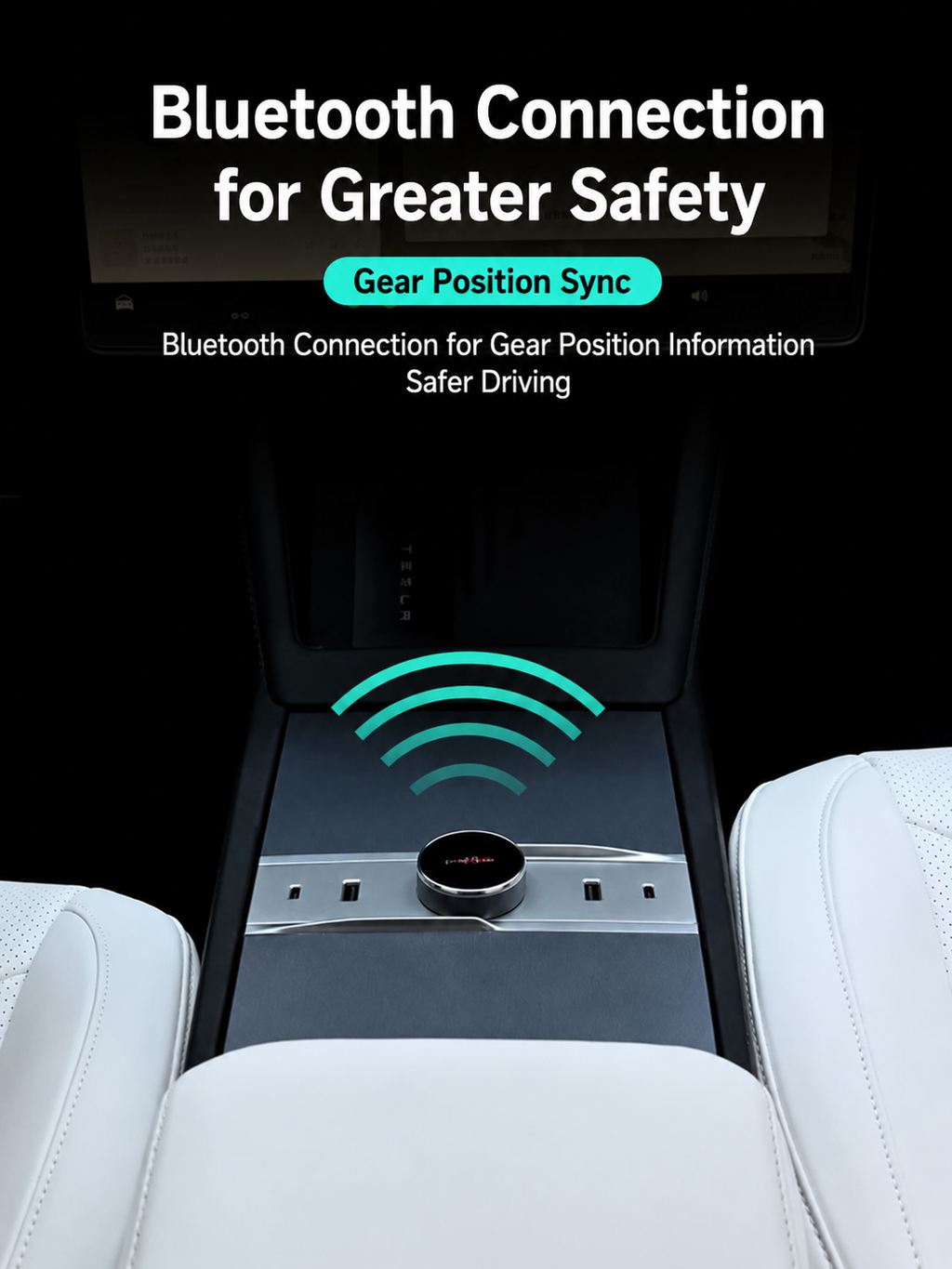 Tesla Model 3 / Y Smart Center Console Knob Expansion Dock – 4-Port Fast Charging Hub with HD Gear Shift Display