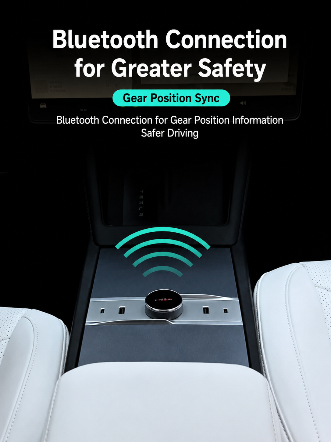 Tesla Model 3 / Y Smart Center Console Knob Expansion Dock – 4-Port Fast Charging Hub with HD Gear Shift Display