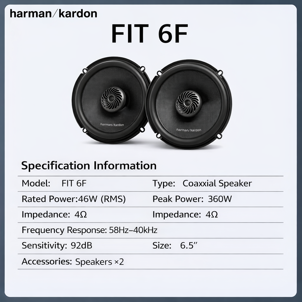 Harman Kardon FIT 6F 6.5" 2-Way Coaxial Car Speakers Pair