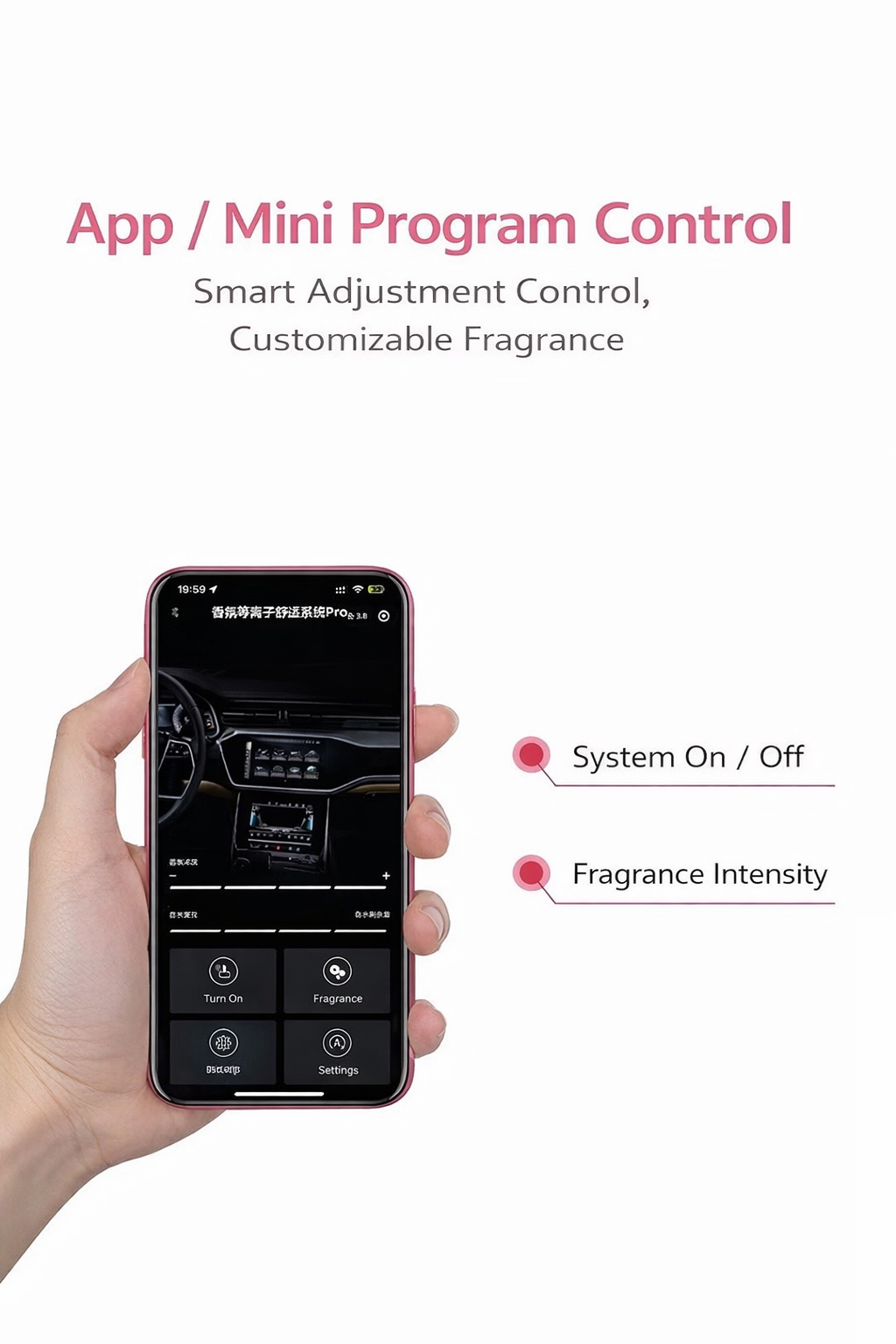 Intelligent Fragrance Plasma System for Car | App-Controlled Air Purifier & Aroma Diffuser