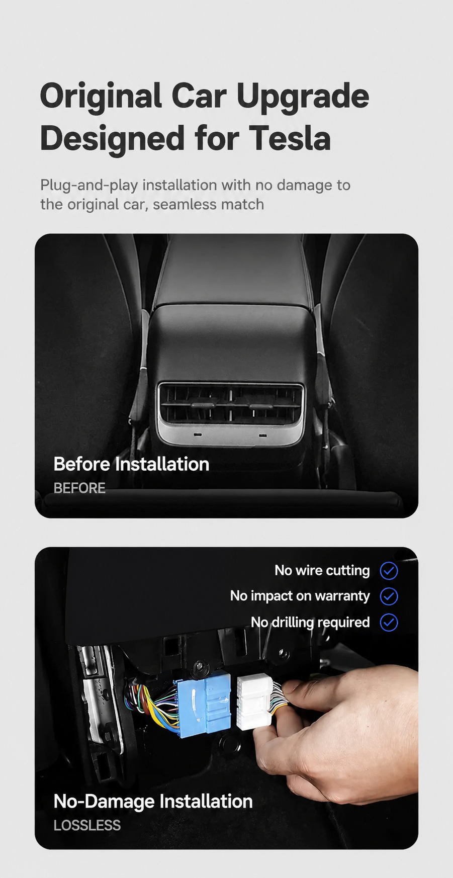 Tesla Model 3/Y Rear Entertainment Screen V6 PRO Plus | 8.66” Android Smart Rear Control Display with Air Conditioning & Seat Control