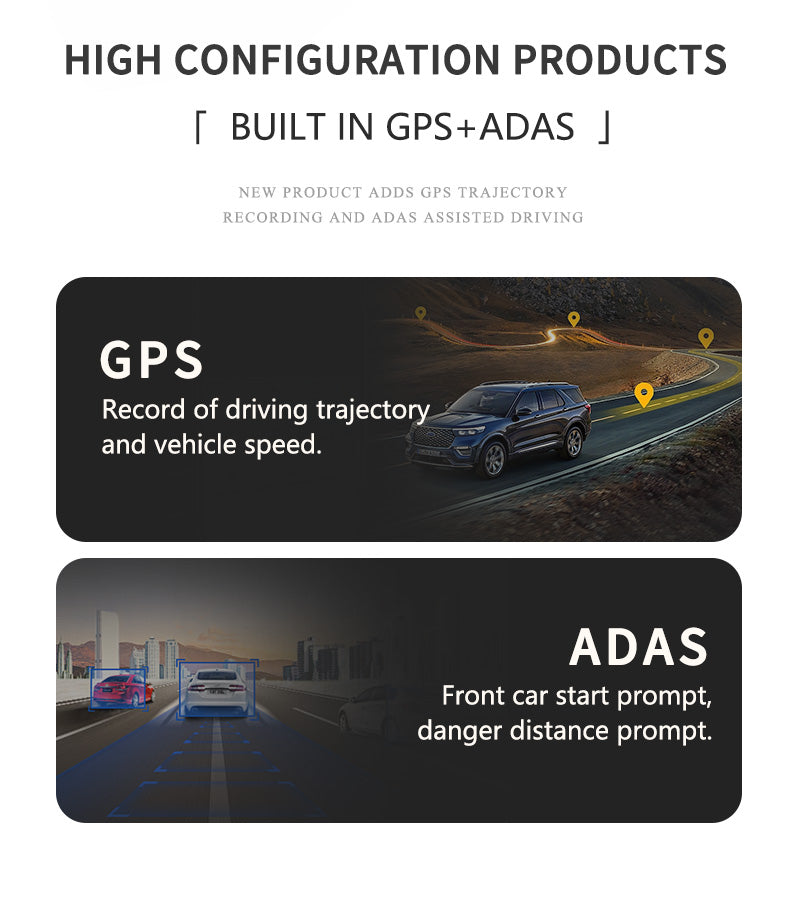 A3pro 4K UHD Front & 1080P Internal & 1080P Rear Dash Camera with GPS