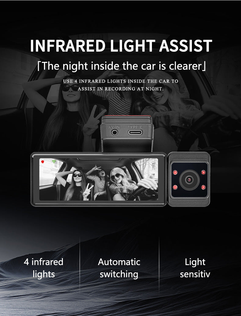 A3pro 4K UHD Front & 1080P Internal & 1080P Rear Dash Camera with GPS