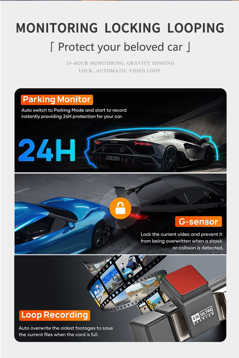 A2pro 4K UHD Front & 2K Rear Dash Camera with GPS