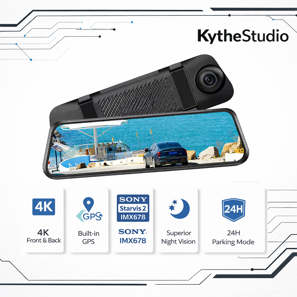 C106pro 4K Front +2.5K Rear  9" Mirror Dash Cam with Sony STARVIS 2 IMX678, GPS & 5GHz WiFi