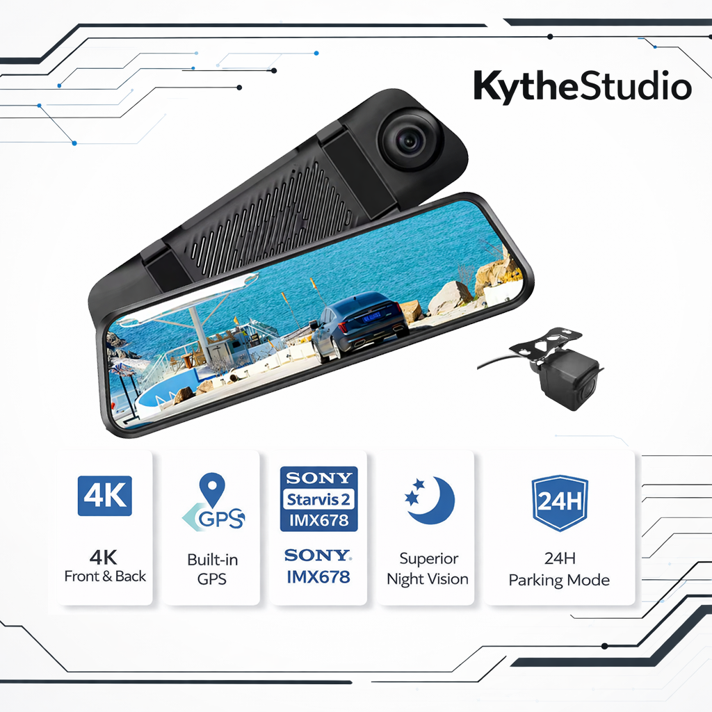 C106pro 4K Front +2.5K Rear  9" Mirror Dash Cam with Sony STARVIS 2 IMX678, GPS & 5GHz WiFi