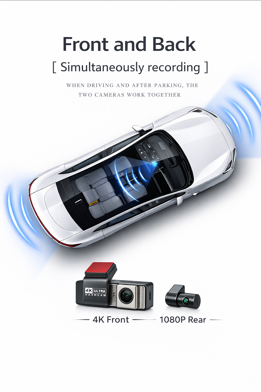 A2pro 4K UHD Front & 2K Rear Dash Camera with GPS
