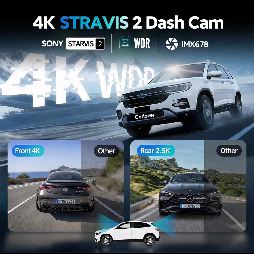 C106pro 4K Front +2.5K Rear  9" Mirror Dash Cam with Sony STARVIS 2 IMX678, GPS & 5GHz WiFi