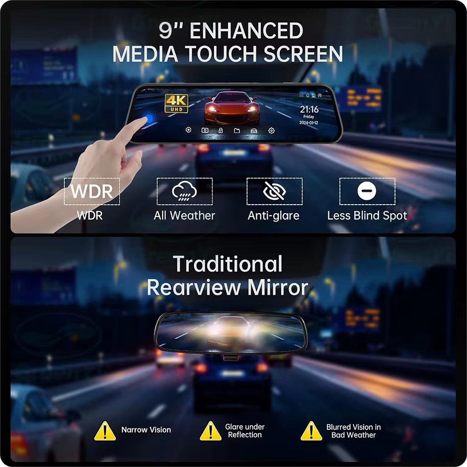 V6pro 4K Front and 1080p Rear Mirror Dash Cam with GPS