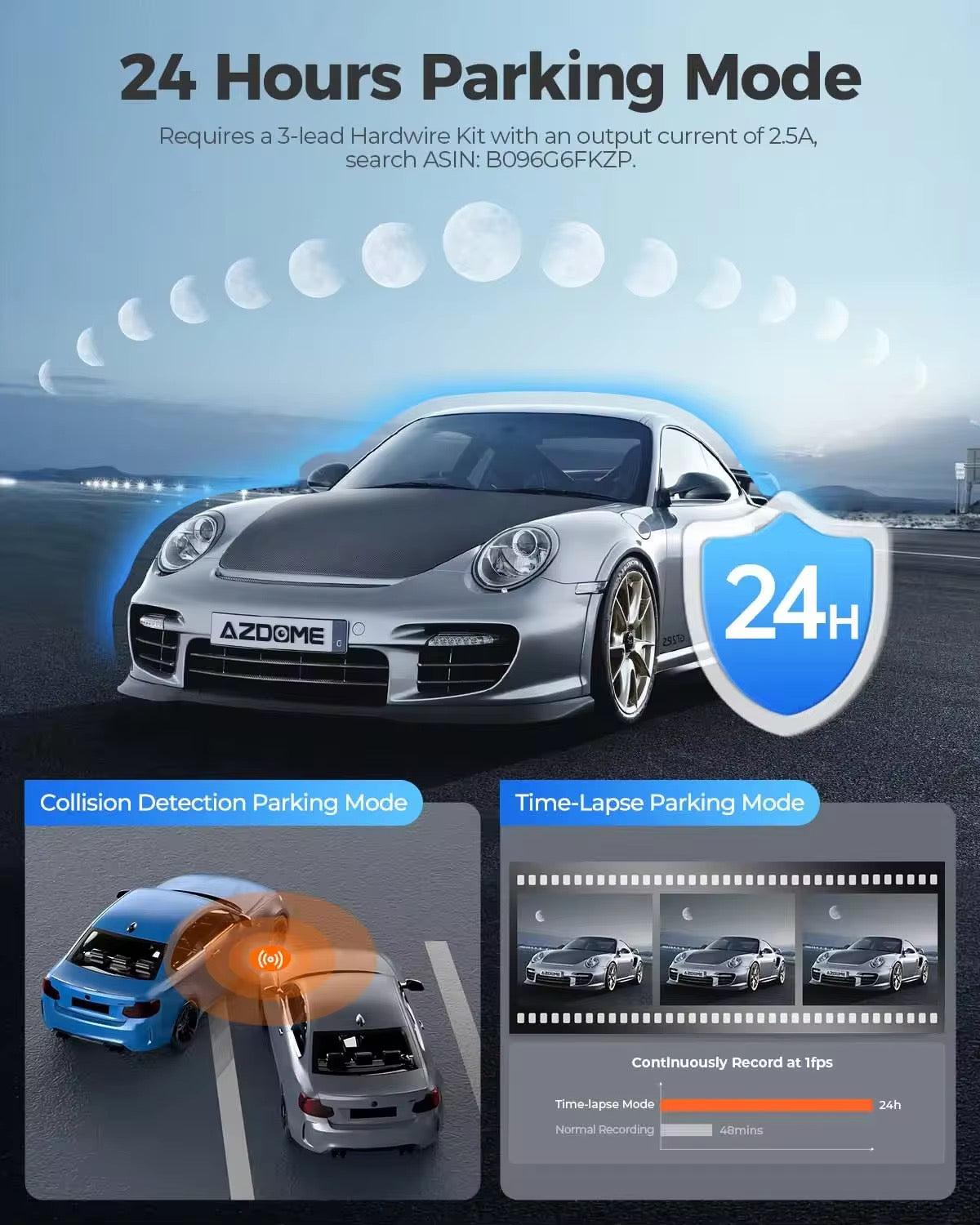 AZDOME M550 Pro 3 Channel Dash Cam with Sony STARVIS Dual Sensor, GPS & 5G WiFi – 2K Front + 1080P Cabin & Rear Cameras