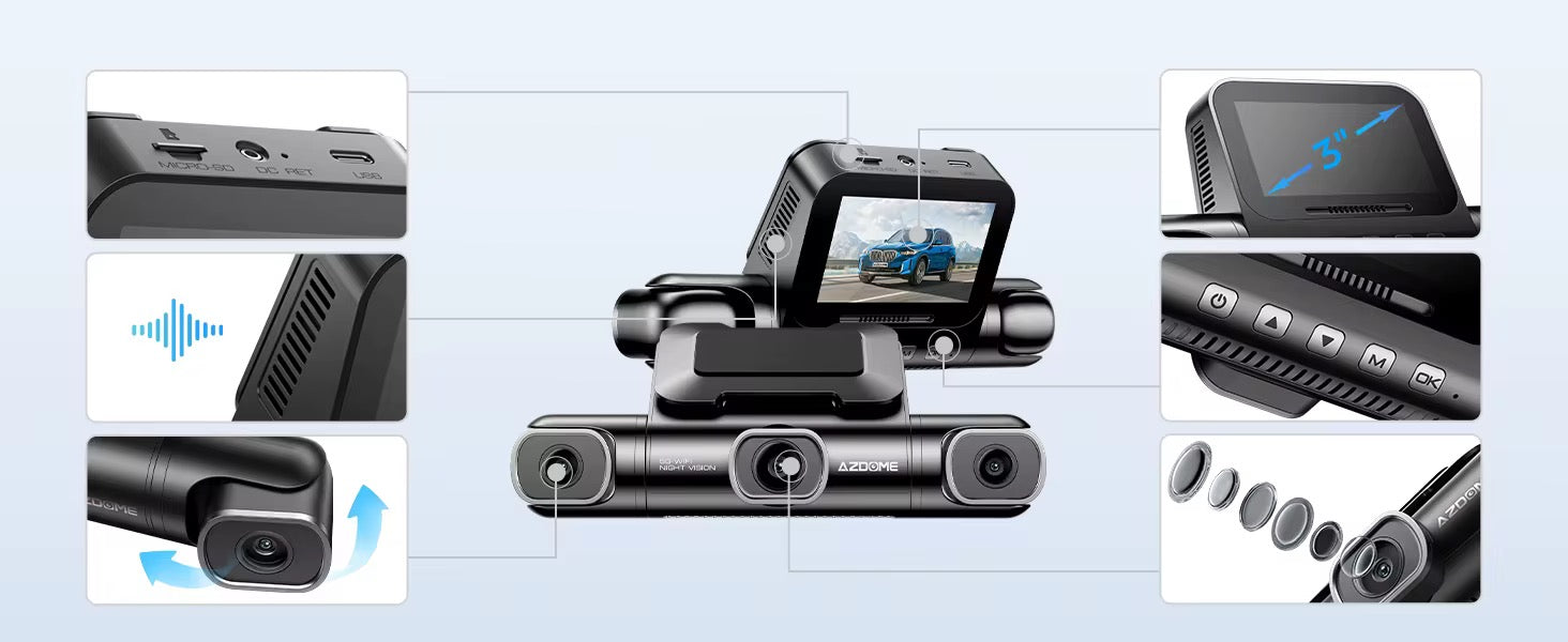 AZDOME M660 Max 4 Channel Dash Cam with 128GB eMMC, 5G WiFi, GPS & 360° Parking Surveillance