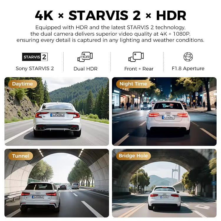 AZDOME V820 Dual Dash Cam – 4K Front + 1080P Rear, Sony STARVIS 2, Dual HDR, 4G LTE & GPS Monitoring