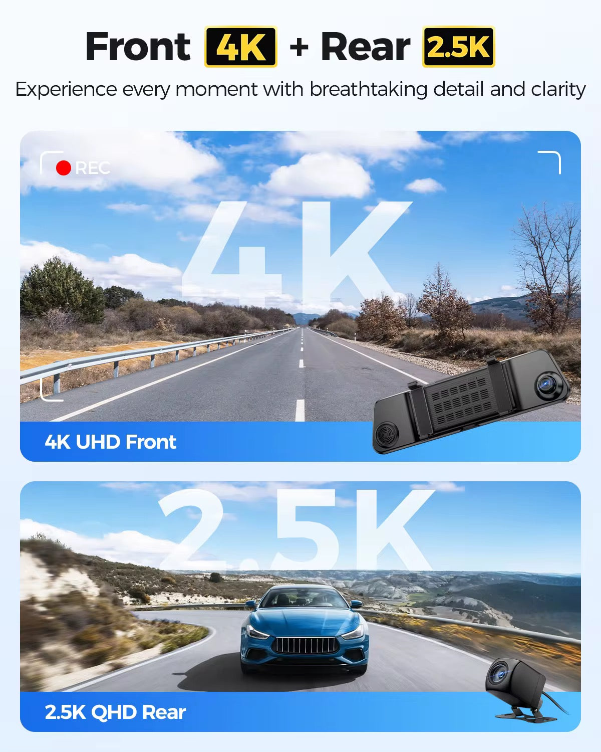 AZDOME PG17 Pro 4K Mirror Dash Cam with Sony STARVIS 2