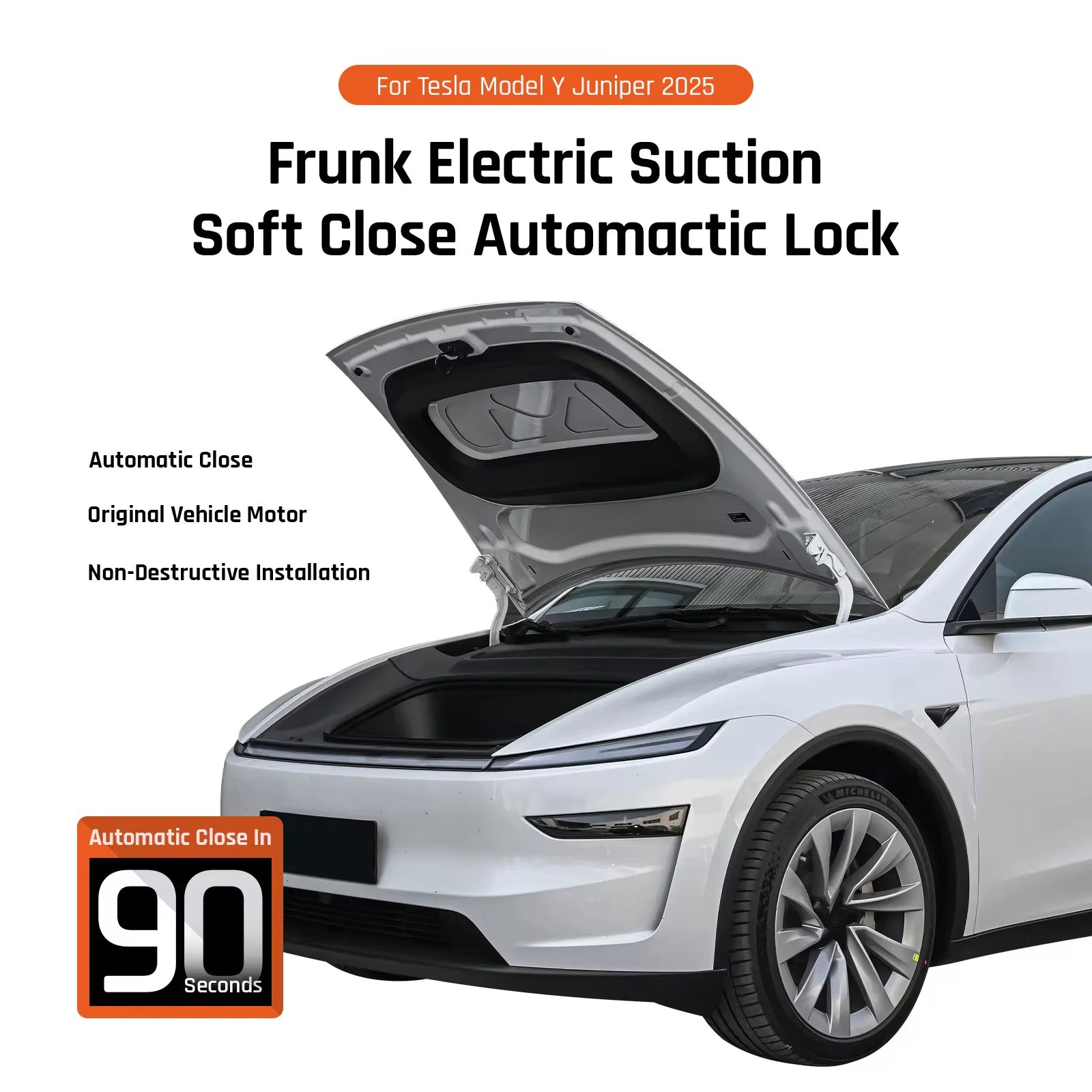 Tesla Model Y Frunk Soft Close Electric Lock Kit– Hands-Free Automatic Frunk Locking