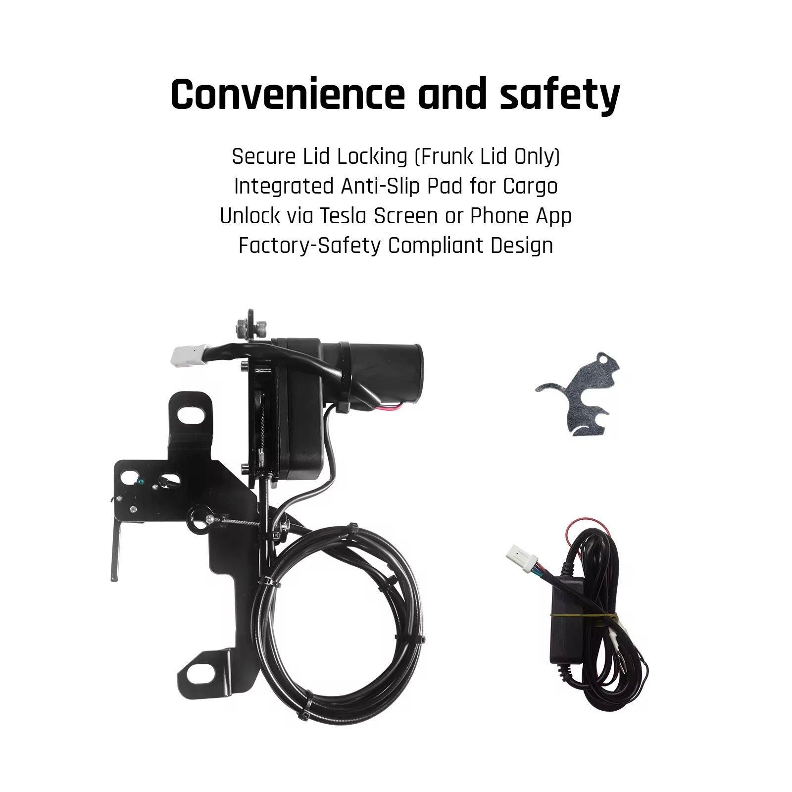 Tesla Model Y Frunk Soft Close Electric Lock Kit– Hands-Free Automatic Frunk Locking
