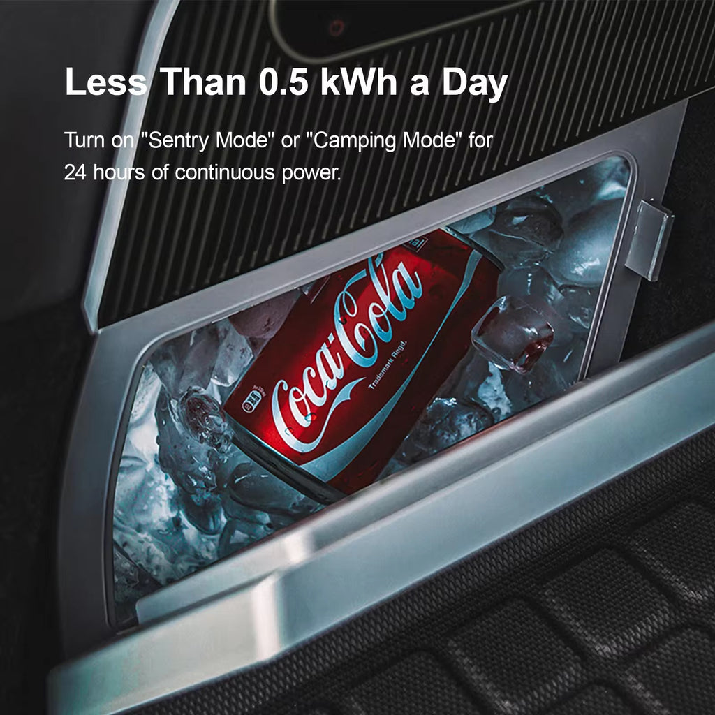 Tesla Model Y Rear Trunk Small Fridge – 15L Partitioned Cooler & Freezer with Digital Display, Quiet Operation & Low Power Consumption