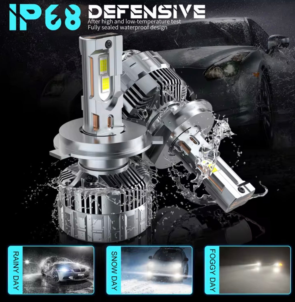 Ultra Bright LED Headlight Bulbs Pair – 6000K IP68