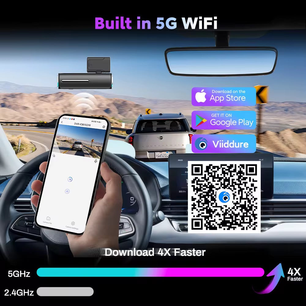 S11 4K Front + 1080P Rear Screenless Dash Cam with 5G WiFi, GPS Tracking, ADAS Voice Alerts & 2-Channel Recording
