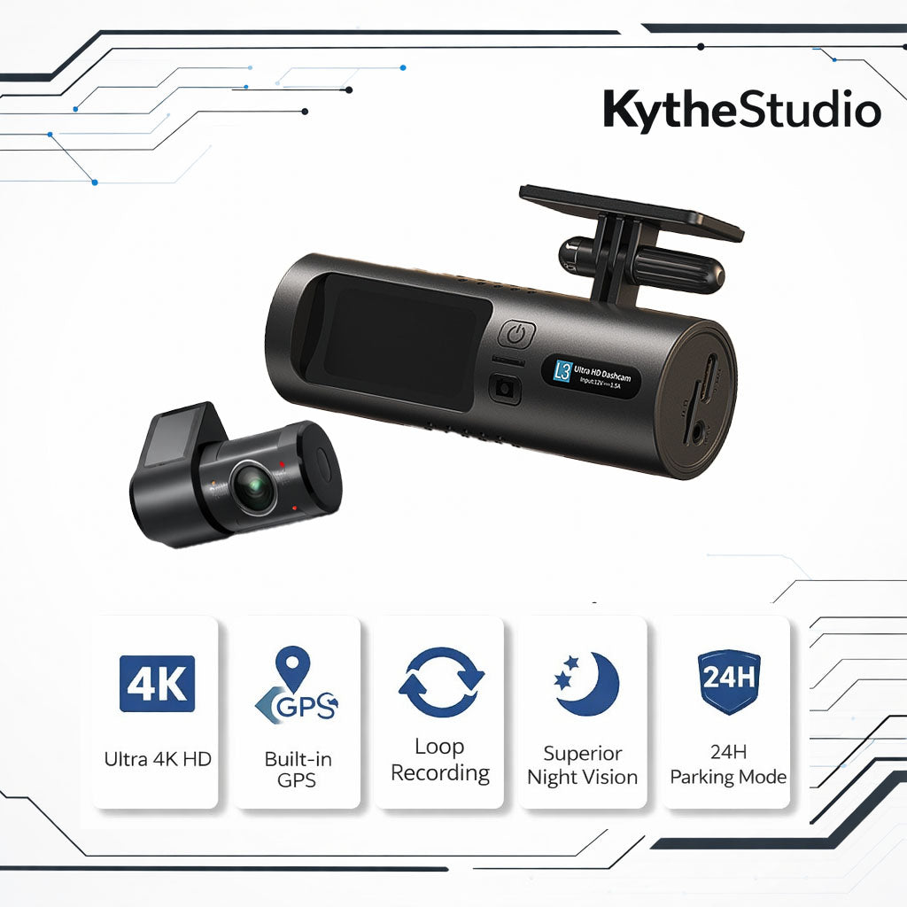 L3pro 4K UHD Front & 1080P Rear Dash Camera with GPS