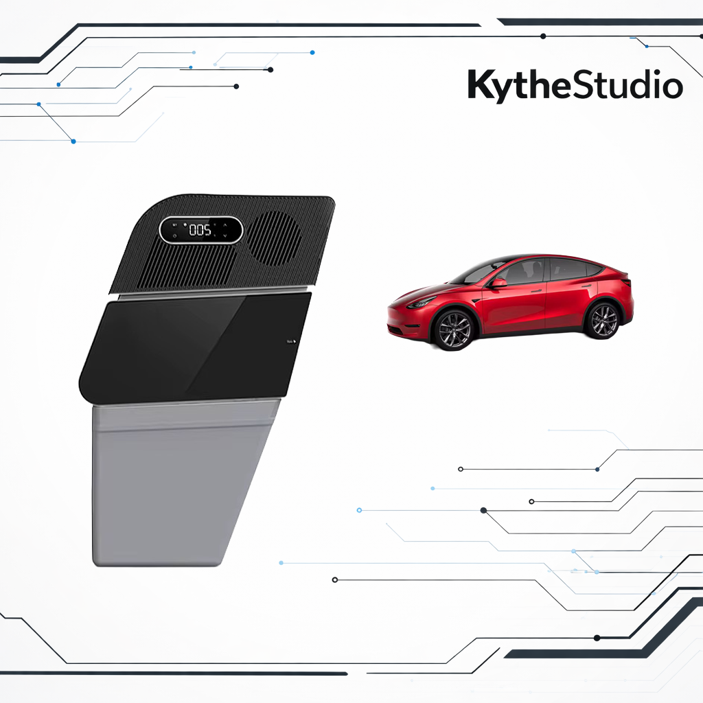 Tesla Model Y Rear Trunk Small Fridge – 15L Partitioned Cooler & Freezer with Digital Display, Quiet Operation & Low Power Consumption
