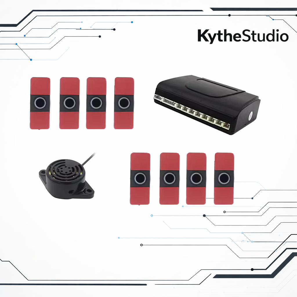 Universal 8 Sensor Reverse Parking System with Front & Rear Camera, Dual-Core Control Box, Buzzer Alert & Distance Display