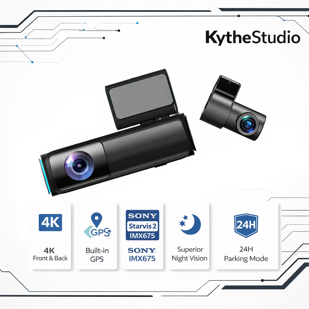 S11 4K Front + 1080P Rear Screenless Dash Cam with 5G WiFi, GPS Tracking, ADAS Voice Alerts & 2-Channel Recording