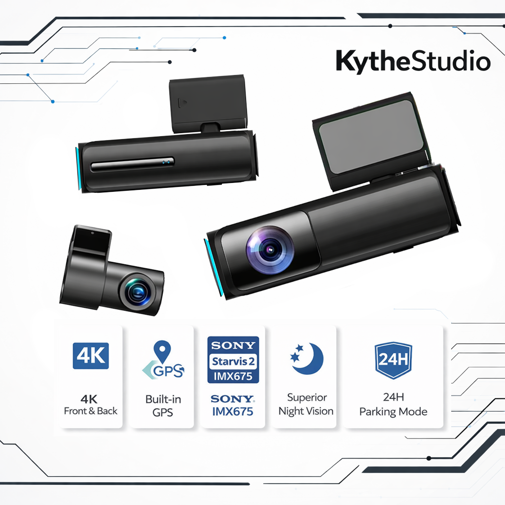 S11 4K Front + 1080P Rear Screenless Dash Cam with 5G WiFi, GPS Tracking, ADAS Voice Alerts & 2-Channel Recording