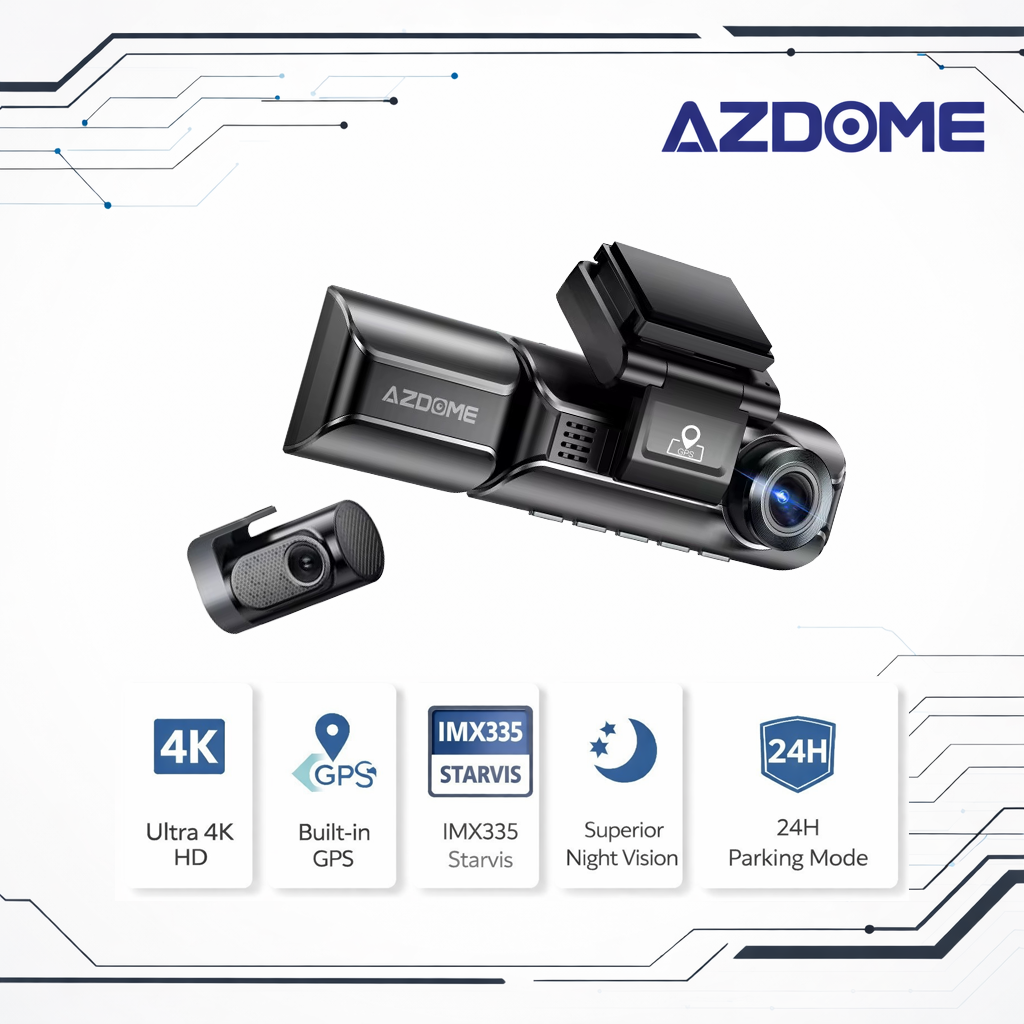 AZDOME M550 Pro 3 Channel Dash Cam with Sony STARVIS Dual Sensor, GPS & 5G WiFi – 2K Front + 1080P Cabin & Rear Cameras