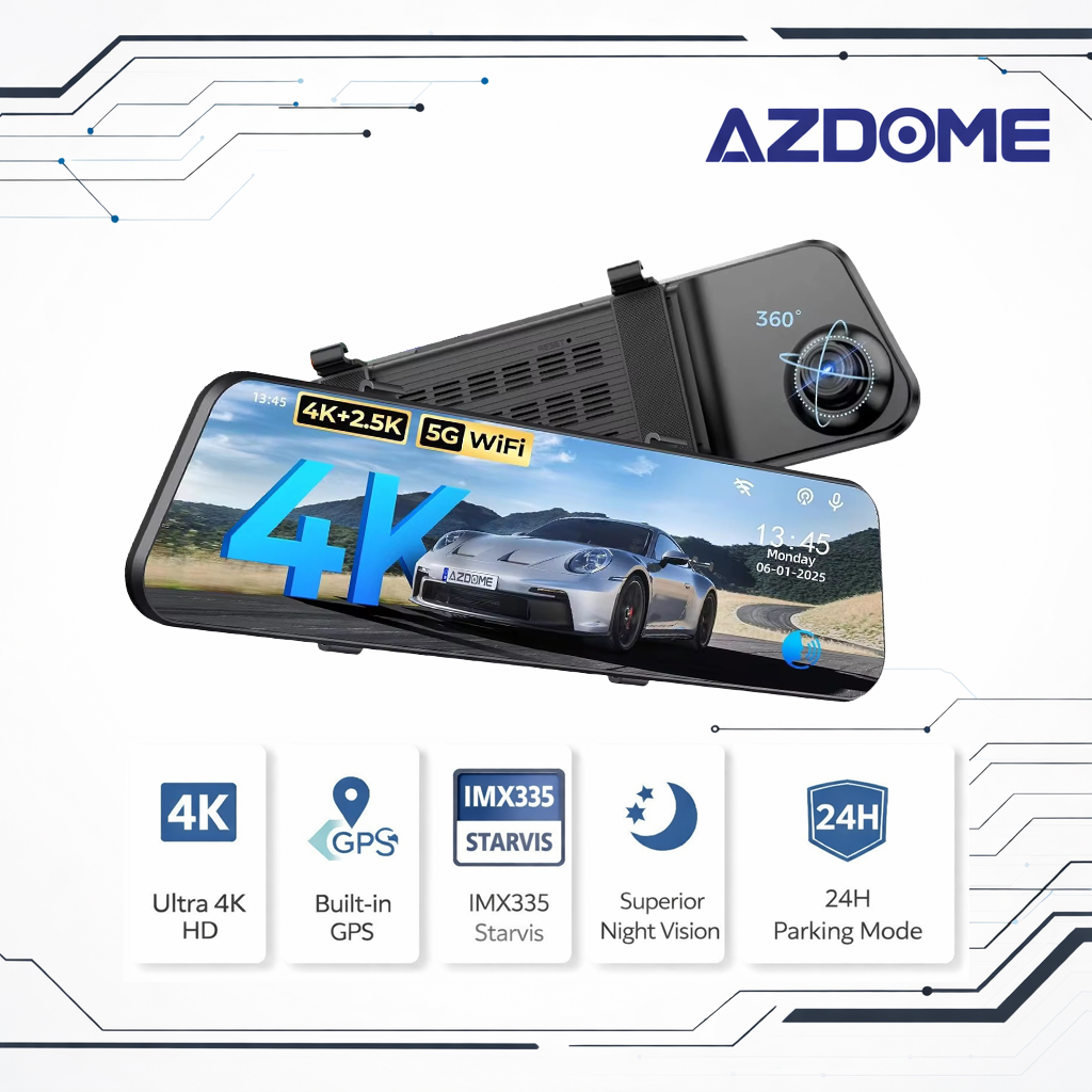 AZDOME PG17 Pro 4K Mirror Dash Cam with Sony STARVIS 2