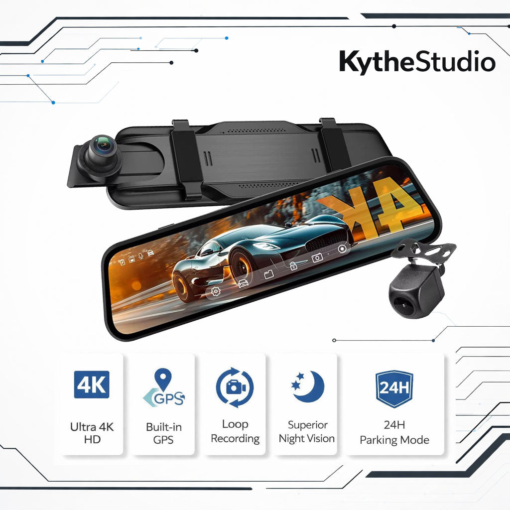 V6pro 4K Front and 1080p Rear Mirror Dash Cam with GPS