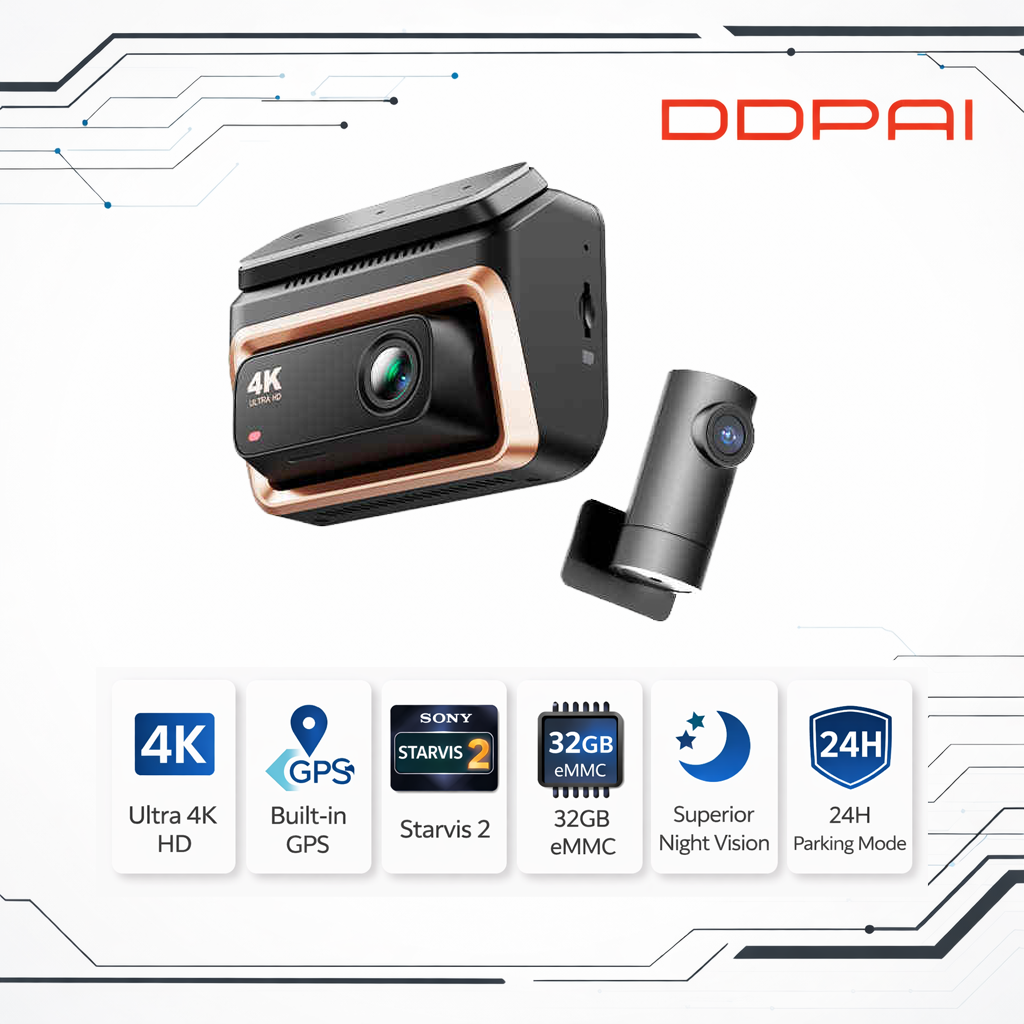 DDPAI Z60 Pro 4K Dash Cam – Front & Rear HDR Recording with GPS