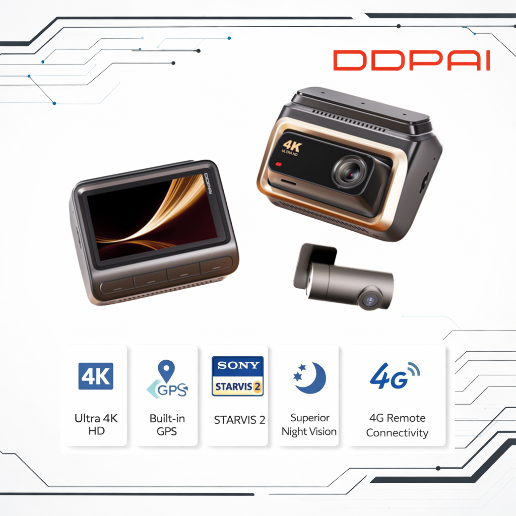 DDPAI Z60 Pro 4K Dash Cam – Front & Rear HDR Recording with 4G Remote Monitoring
