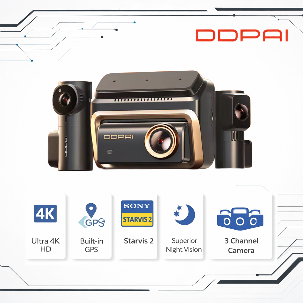 DDPAI Z90 Master 4K 3-Channel Dash Cam – STARVIS 2, GPS, 24/7 Parking Mode