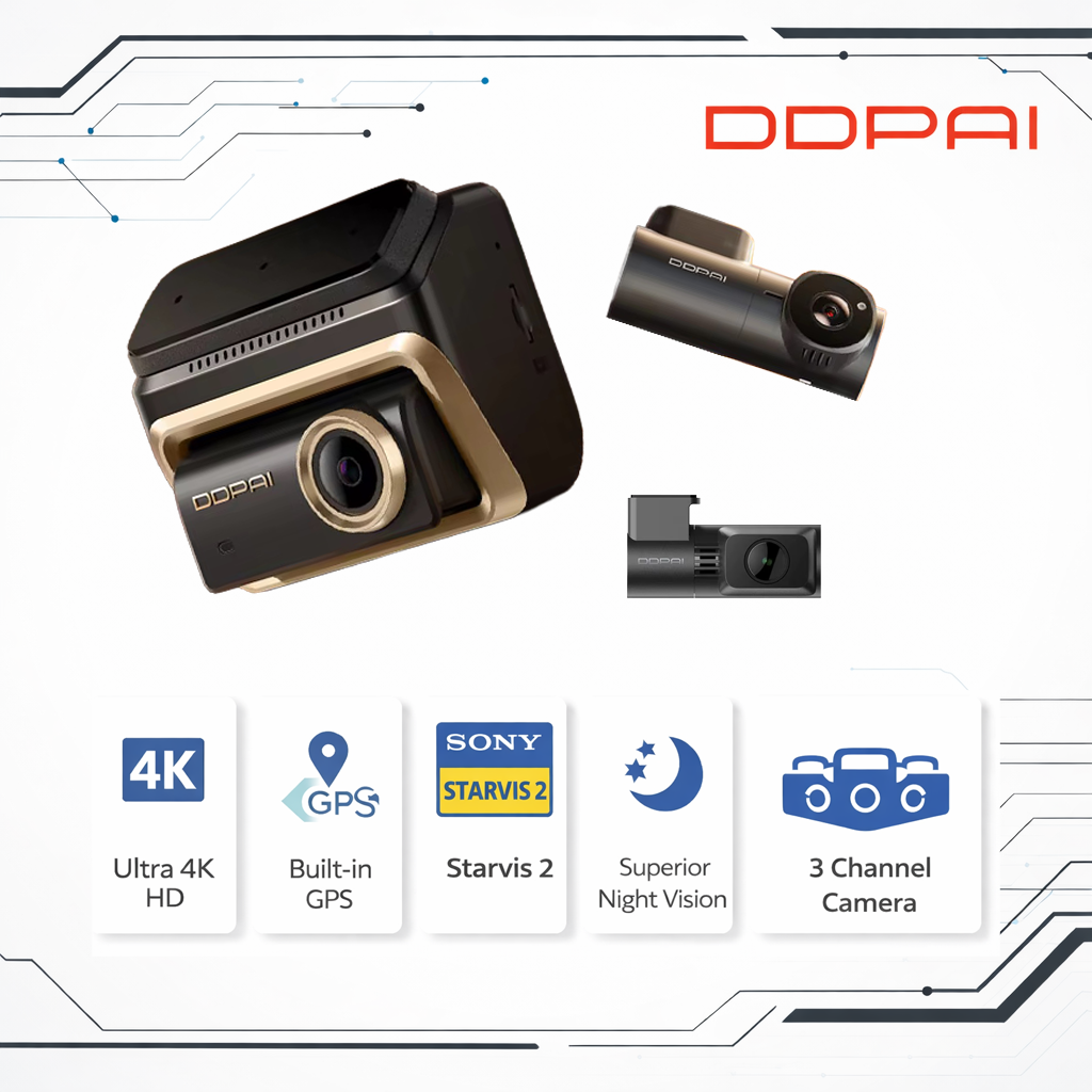 DDPAI Z90 Master 4K 3-Channel Dash Cam – STARVIS 2, GPS, 24/7 Parking Mode